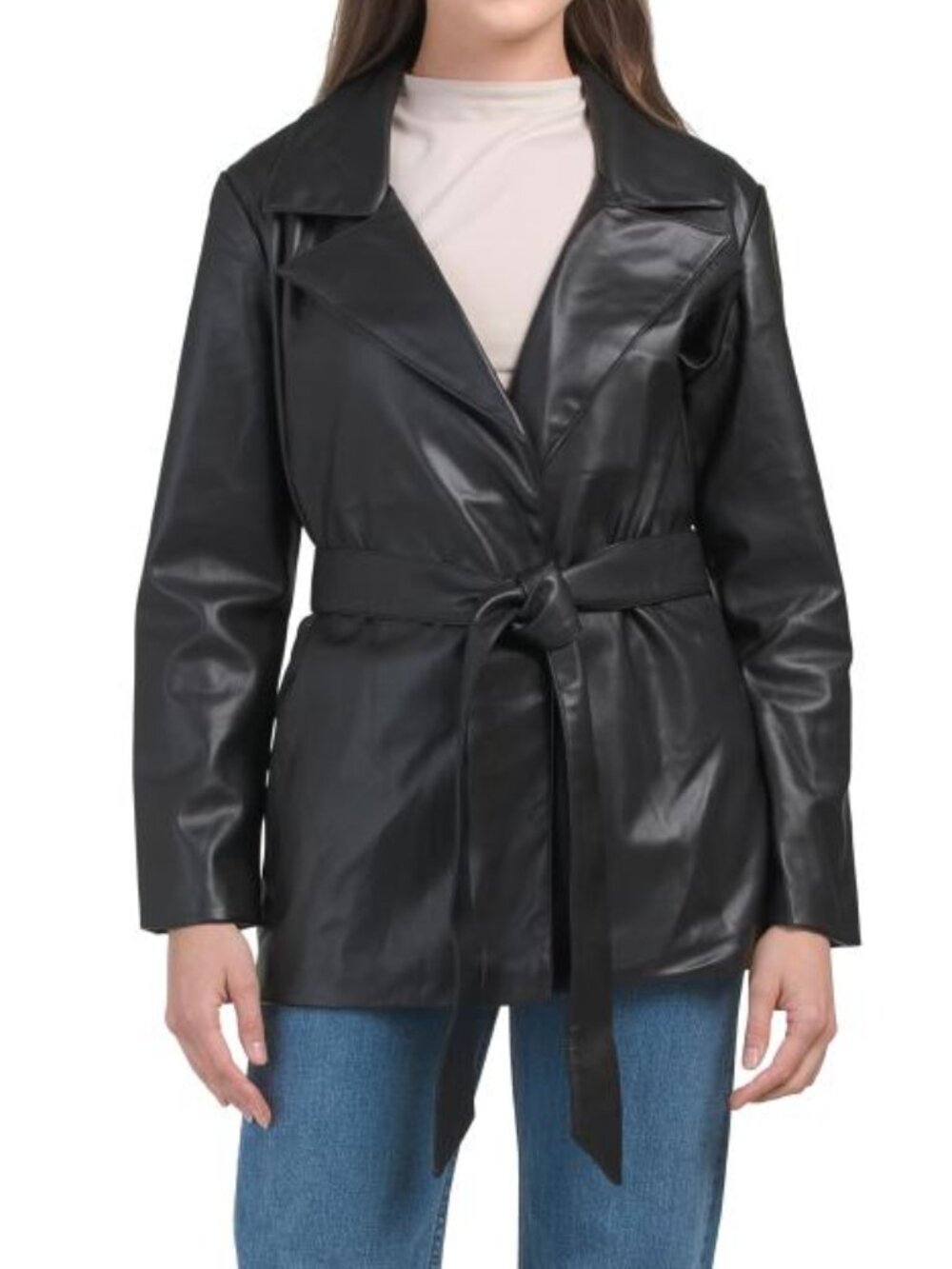 JOE'S Faux Leather Cropped Trench Coat